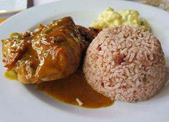 Rice & Beans with Stew Chicken